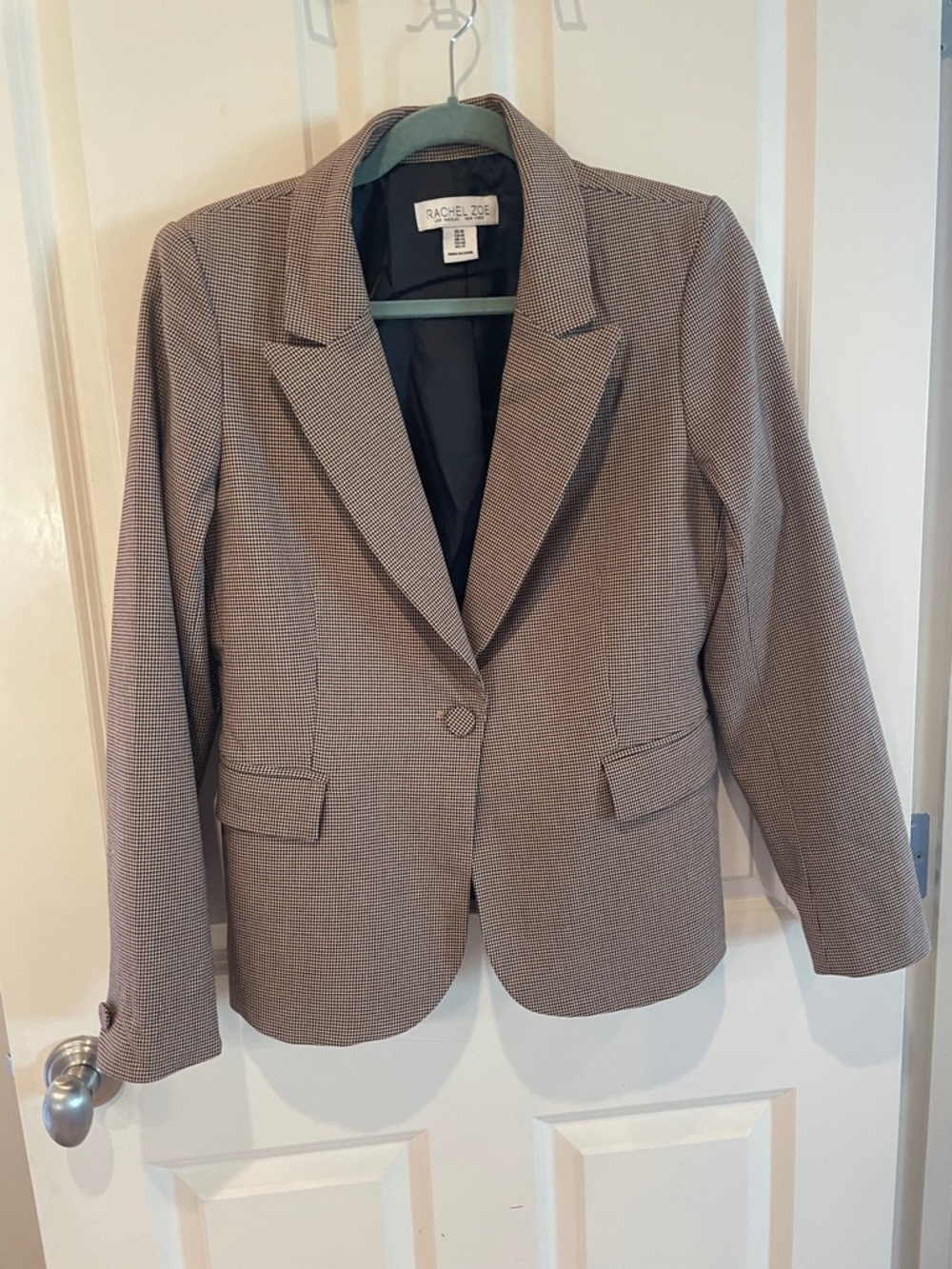 Rachel Zoe Checkered Blazer in Brown and Black